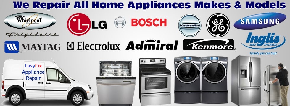 We provide appliance repair of all brands: Whirlpool, bosch, samsung, GE, Electrolux, Maytag, Kenmore, Inglis, and more!